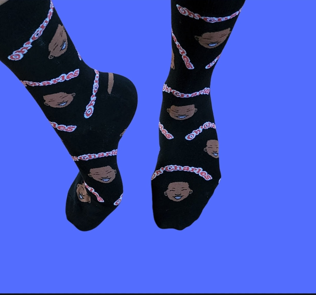 Oh' Charles Cotton Crew Socks in Black or White